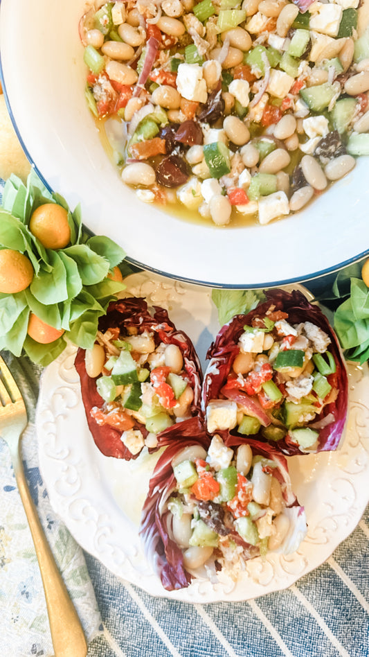Mediterranean Tuna Salad in Radicchio Leave