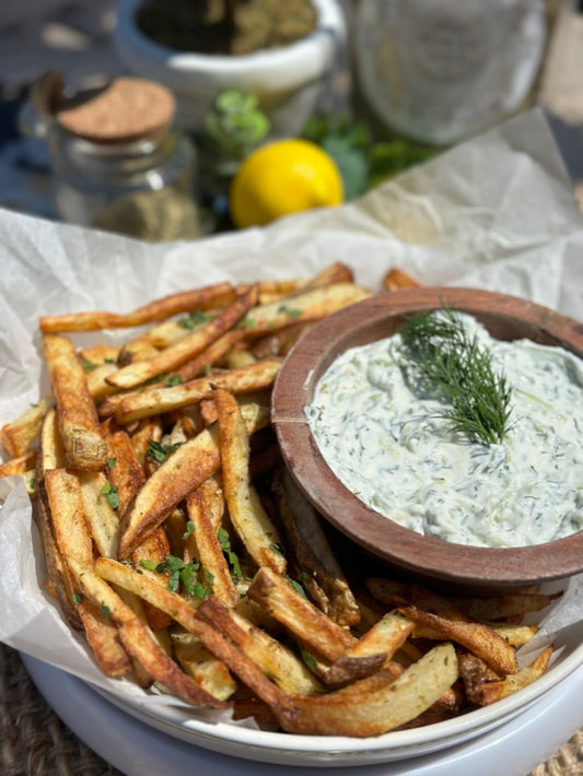 Air Fryer French Fries with a Greek Yogurt Dipping Sauce