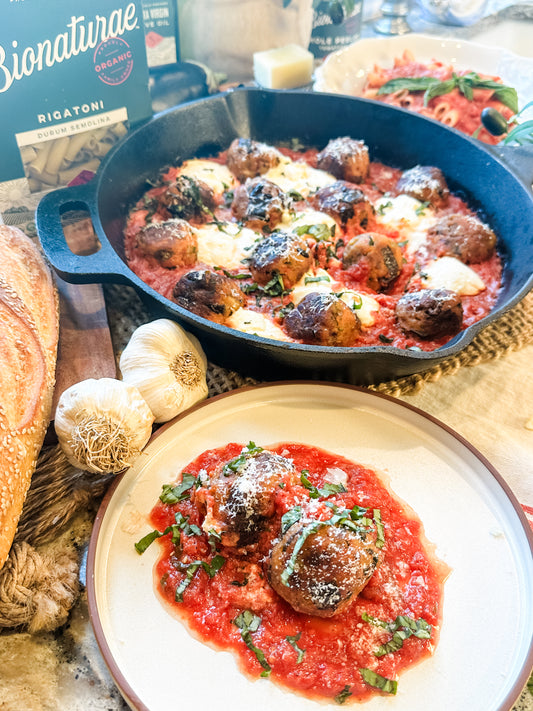 Eggplant Meatballs (meatless) with Pasta