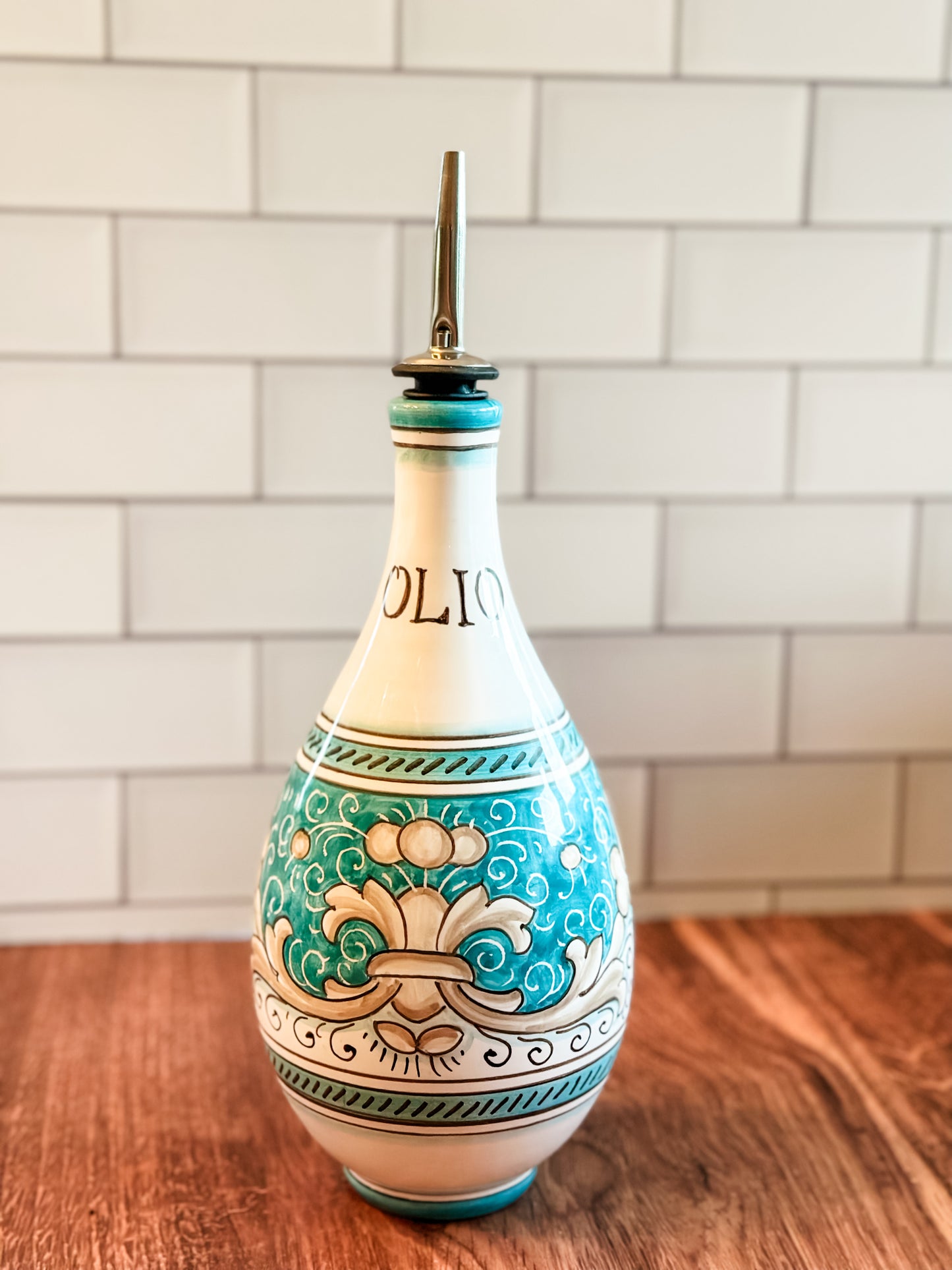 Hand Painted Olive Oil Bottle from Italy