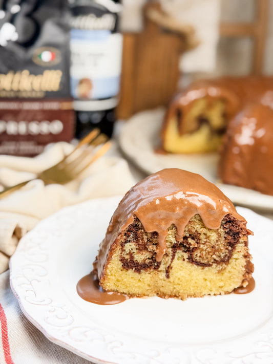 Aunt Gloria's Marble Cake with Chocolate Espresso Icing