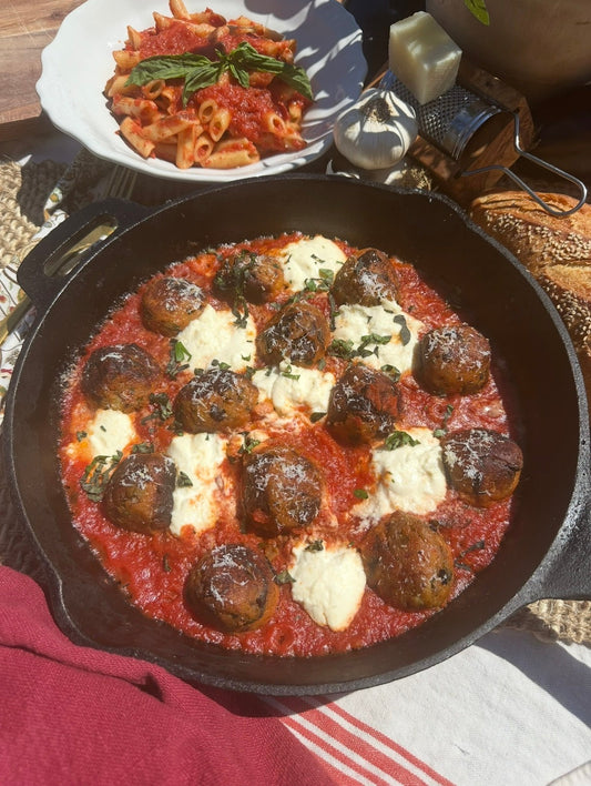 Eggplant Meatballs (meatless) with Pasta
