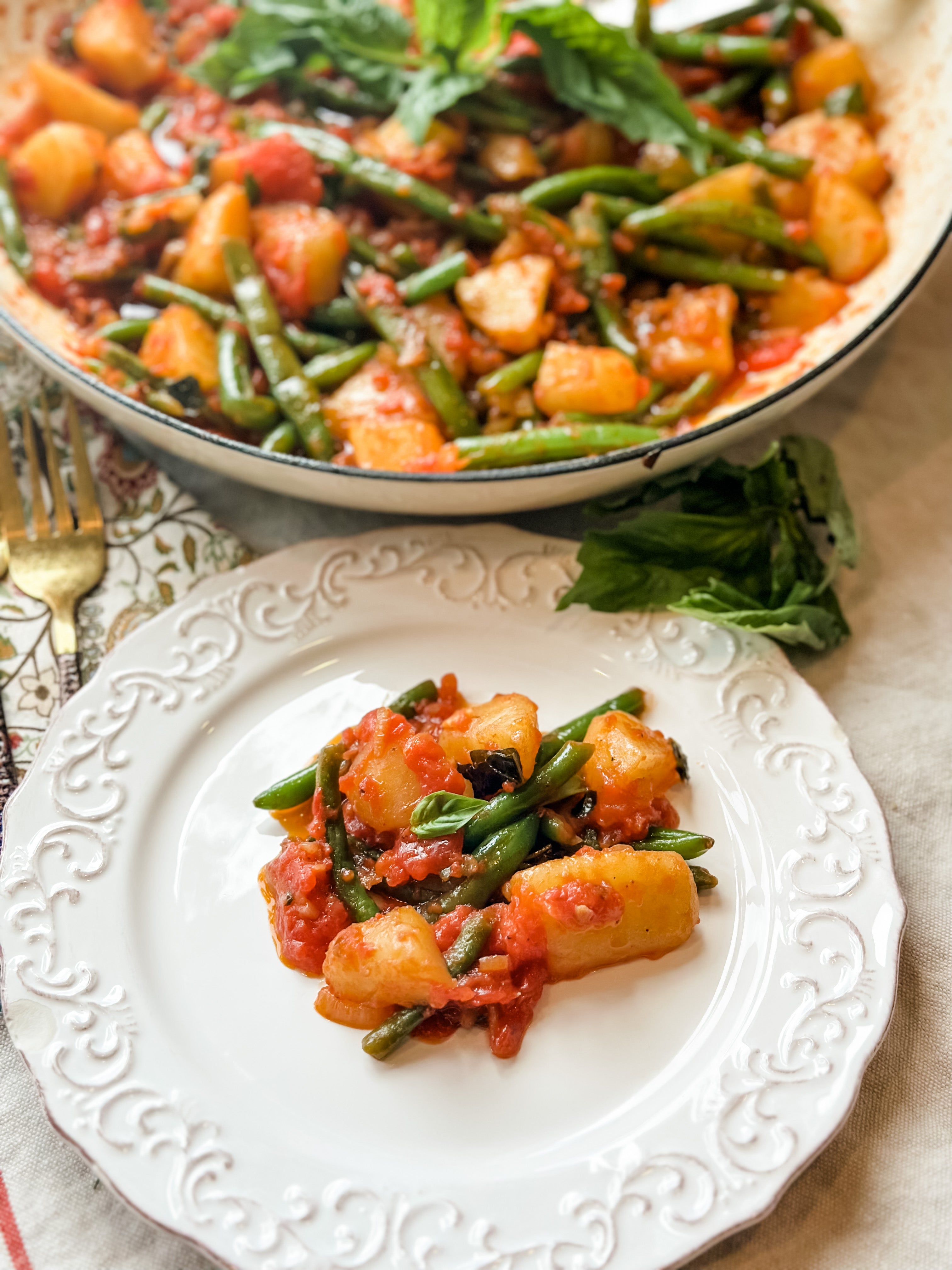 String Bean & Potatoes in Light Tomato Sauce – Micia Mammas