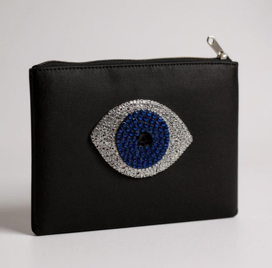 Evil Eye Rhinestone Makeup Bag