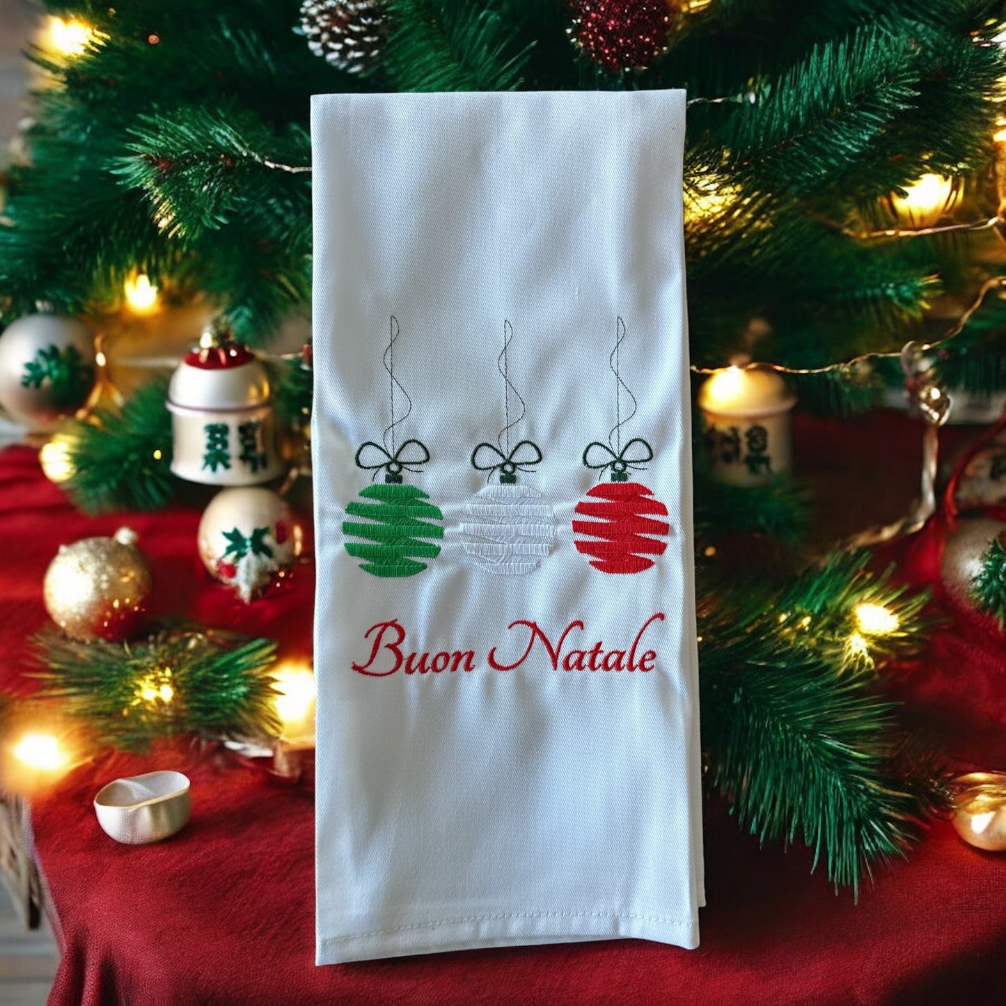 Buon Natale Ornament Dishtowel