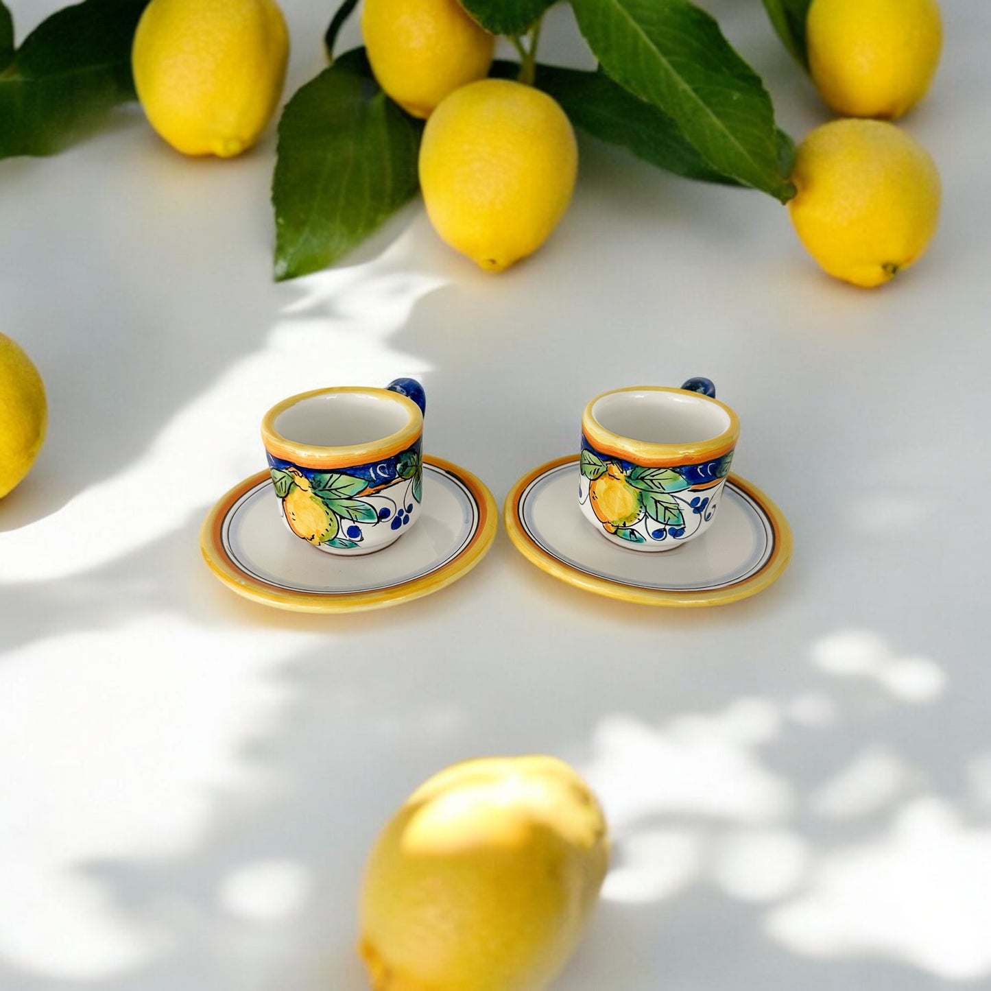 Lemon Espresso Cups and Saucers (set of 2)